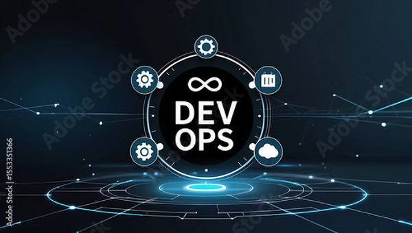 Fototapeta "DevOps CI/CD Pipeline Automation Stages for Seamless Software Integration and Deployment"

