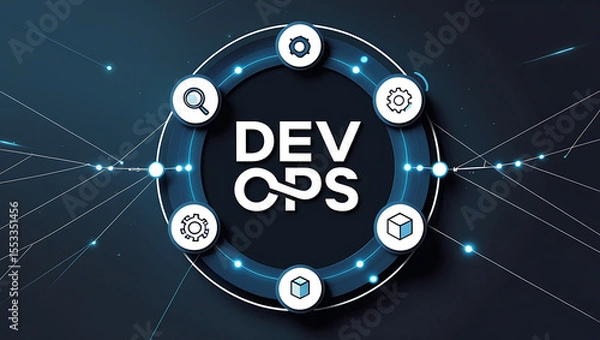 Fototapeta "DevOps CI/CD Pipeline Automation Stages for Seamless Software Integration and Deployment"

