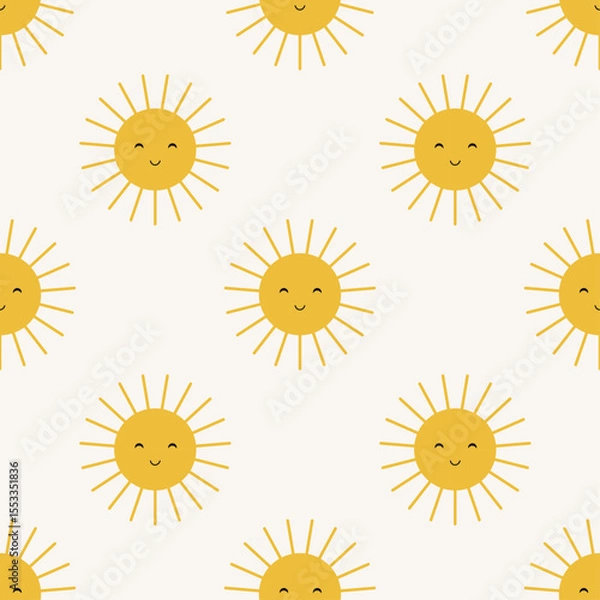 Fototapeta Hand-drawn sun seamless print design. Vector illustration design for fashion fabrics, textile graphics, and prints.	