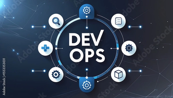 Fototapeta "DevOps CI/CD Pipeline Automation Stages for Seamless Software Integration and Deployment"

