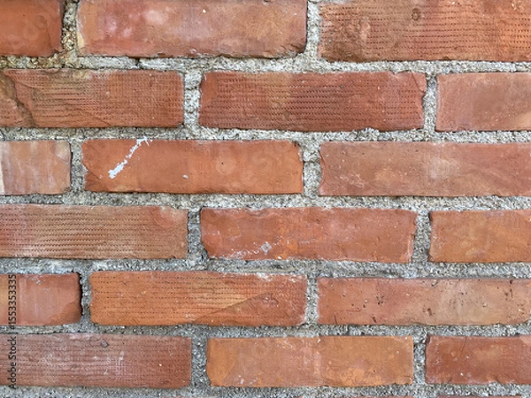 Fototapeta Brick wall, brick texture, red brick close up