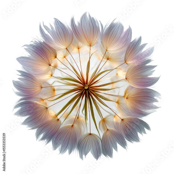 Fototapeta Dandelion seed head isolated on transparent background