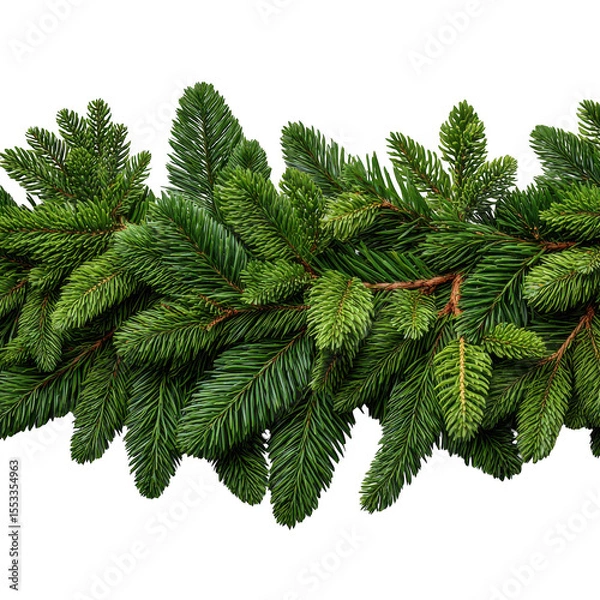 Fototapeta Green pine branches isolated on transparent background