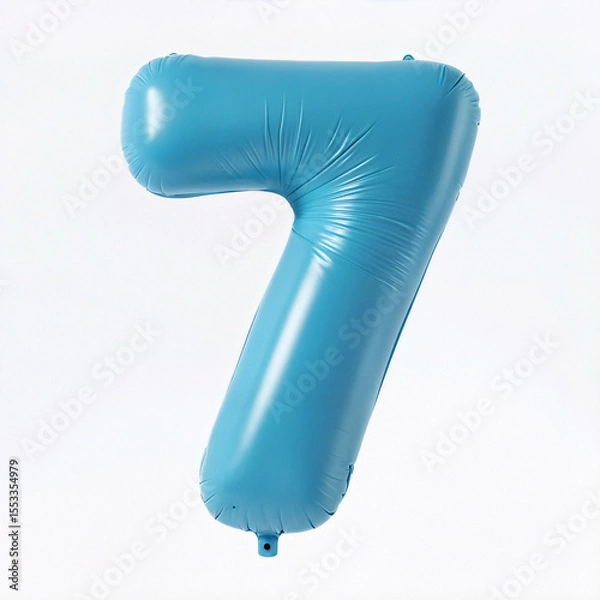 Obraz Bold and bright, this shiny blue foil number 7 balloon is the star of every seventh birthday or lucky celebration.