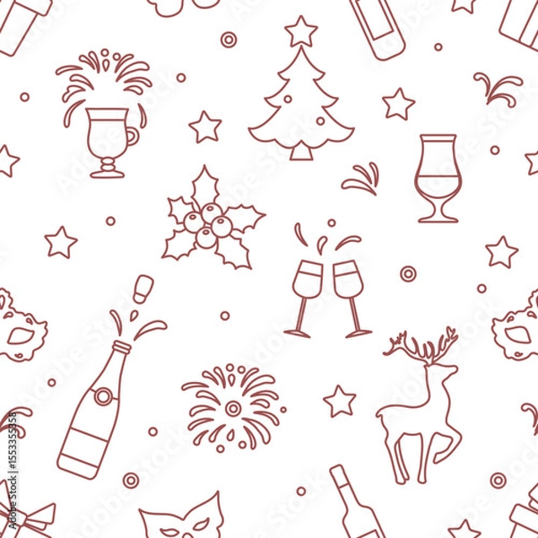 Obraz New year 2025 Christmas vector seamless pattern