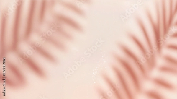 Obraz Blurred shadow from palm leaves on the light pink wall. Minimal abstract background for product presentation. Spring and summer.