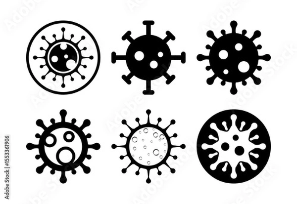 Fototapeta Virus, bacteria icons set design. Microbe bacteria sign black on white background