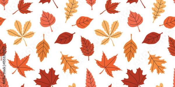 Obraz Seamless autumn trend pattern with leaves.