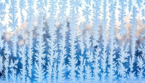 Fototapeta Detailed Frost Patterns On Frozen Window