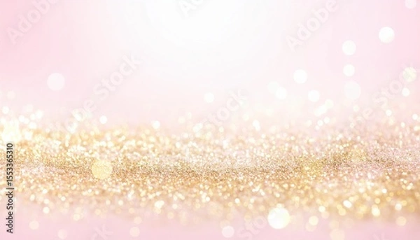 Fototapeta Soft Pink Background With Gold Glitter