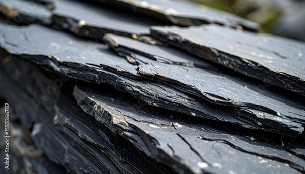 Fototapeta Close Up View Of Dark Slate Stone Layers