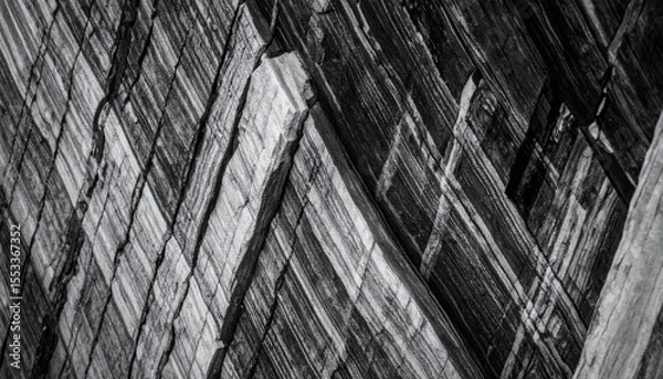 Fototapeta Abstract Black And White Textured Rock Face