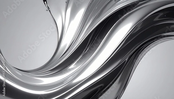 Fototapeta Abstract Metallic Silver Flowing Design