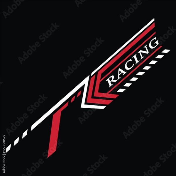 Fototapeta Racing sticker lines for motorcycle and car sticker wrap modification vector design letter R and arrow
