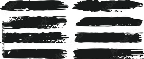 Fototapeta Set of Grunge Brush Strokes of grunge black paint, ink brush strokes. Brushes, lines, brush, strokes, grunge, dirty, backdrop. Grunge backgrounds set - stock vector.