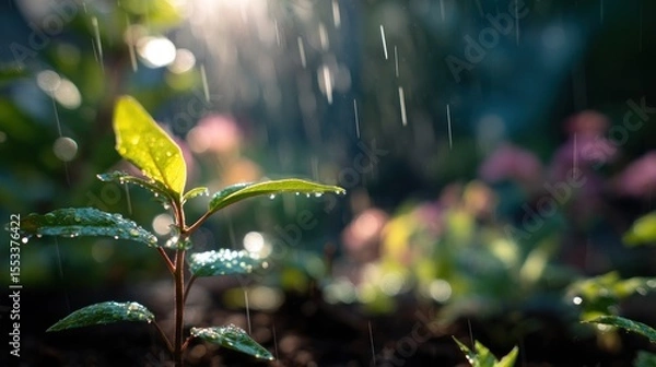 Obraz New growth in rain