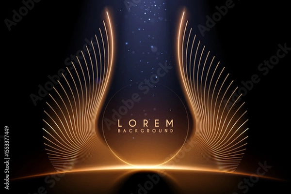 Fototapeta Abstract golden wings with light effect