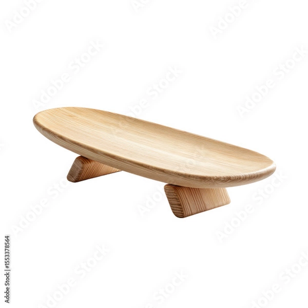 Fototapeta Elegant Wooden Serving Platter on Minimalist Display Ideal for Dining, Entertaining, or Food Photography on transparent background