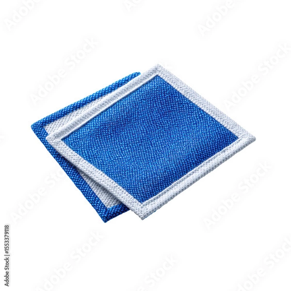 Fototapeta Blue Textile Sheet with White Edges for Versatile Craft and Fabric Projects in Clean Minimalistic Style on transparent background