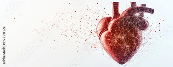 Obraz Stylized human heart with digital data overlays, reflecting advanced monitoring of cardiovascular diseases
