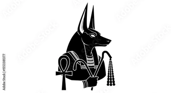 Fototapeta Anubis Ancient Egyptian God of Mummification and the Afterlife Depicted with a Jackal Head and Sacred Symbols