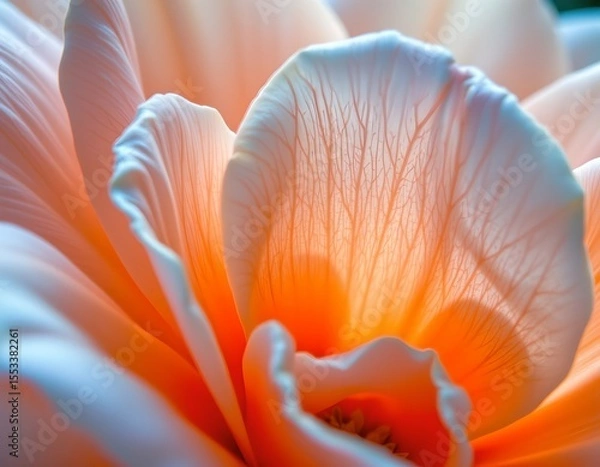 Fototapeta this image features a macro shot of delicate flower petals, the petals are the primary subject, filling most of the frame with soft, elegant curves