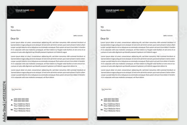 Fototapeta Clean corporate letterhead template design, Modern letterheads design template, Professional company letterheads layout for business and project.