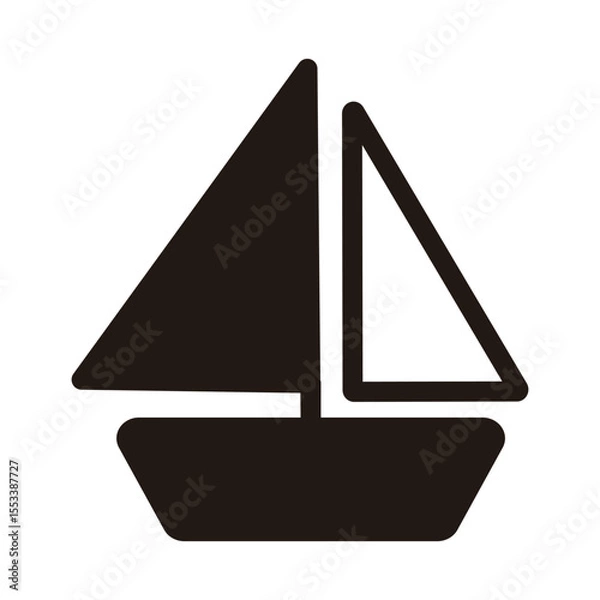 Fototapeta シンプルなヨットのアイコン（モノクロ）