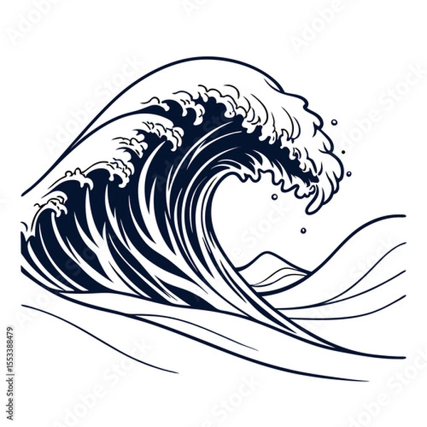 Obraz "Minimalist Japanese Wave Artwork – High Contrast Vector Illustration Inspired by Traditional Asian Ink Style"

