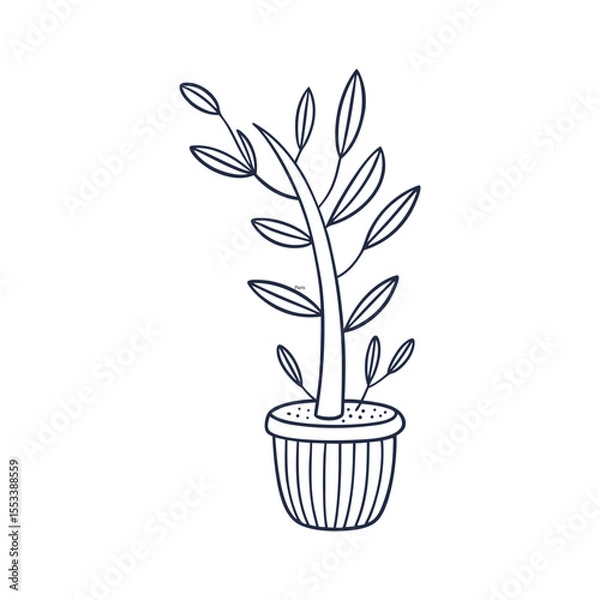 Fototapeta "Minimalist Line Art of Potted Succulents and Cacti – Hand-Drawn Botanical Vector for Modern Decor and Design"

