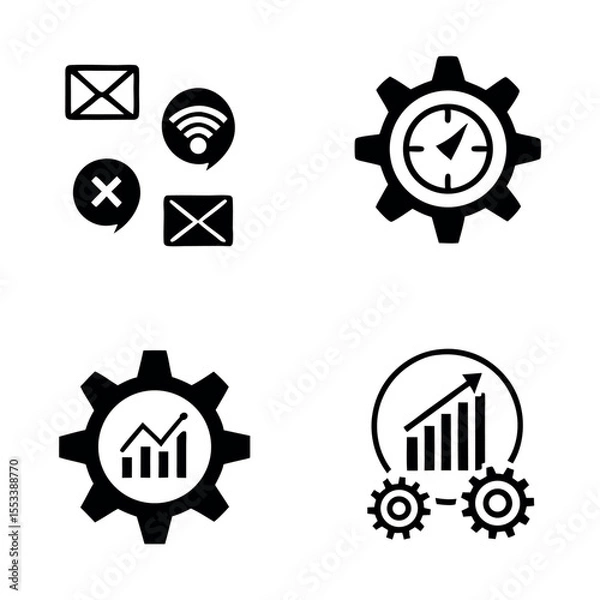 Fototapeta "Modern Dashboard UI Icon Set – Flat and Minimal Vector Interface Symbols for Web and App Design"

