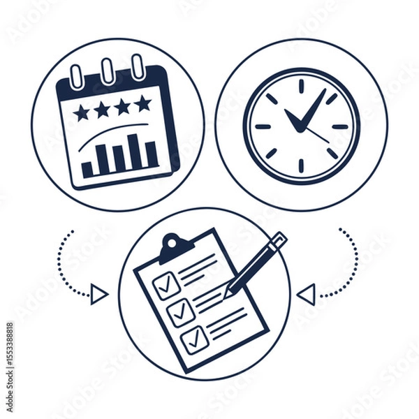 Fototapeta "Modern Business Icons Pack – Calendar, Review, Chart and Office Symbol Vector Set"

