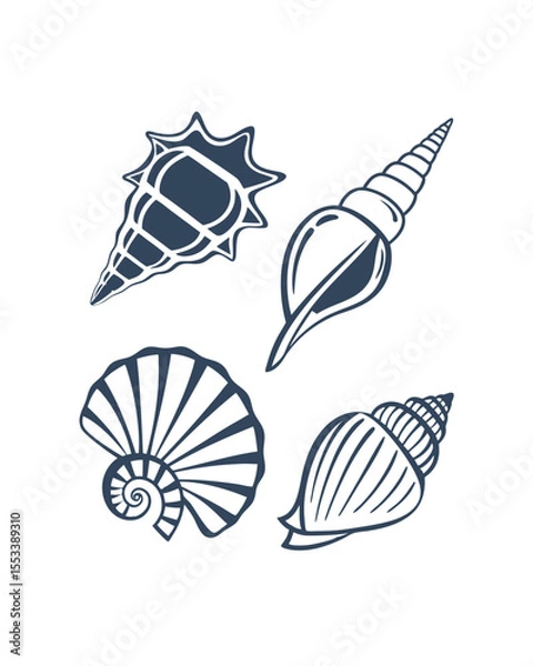 Fototapeta -sea-shell-icon-bundle---stylized-silhouette-shell .eps