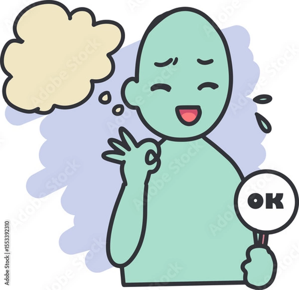 Fototapeta Polite Performance Reluctant Expression Smile Art.Ideal for discussions on workplace dynamics, emotional intelligence training, or psychological studies