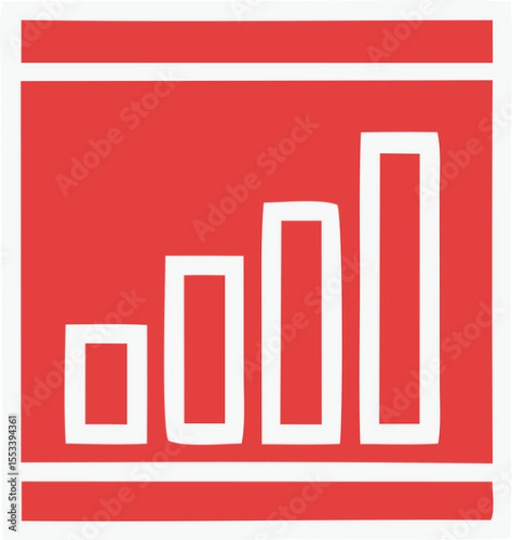 Obraz Simple red bar chart graphic with white bars of increasing height on a white background representing growth and progress
