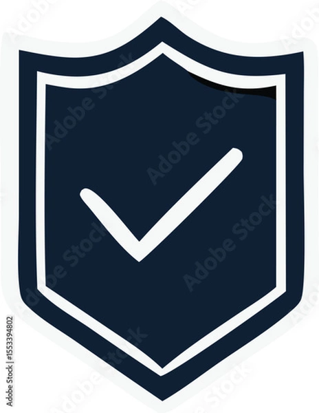 Obraz A dark blue shield emblem with a white checkmark inside symbolizing security approval or a completed task