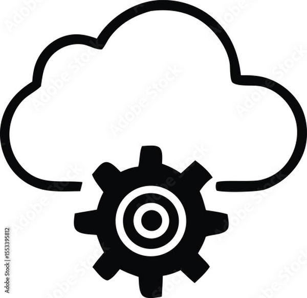 Obraz Cloud computing icon symbolizing data processing and operational efficiency through a gear mechanism for technological advancement