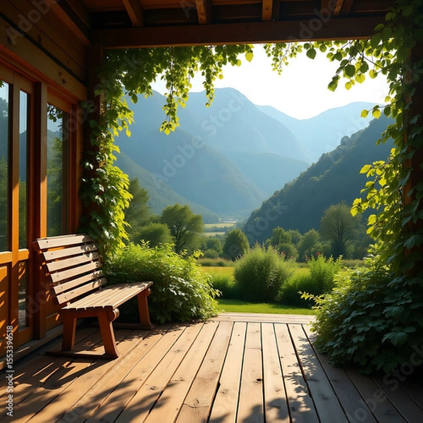 Fototapeta Tranquil Mountain View From Open Door
