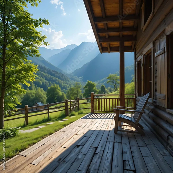 Fototapeta Tranquil Mountain View From Open Door