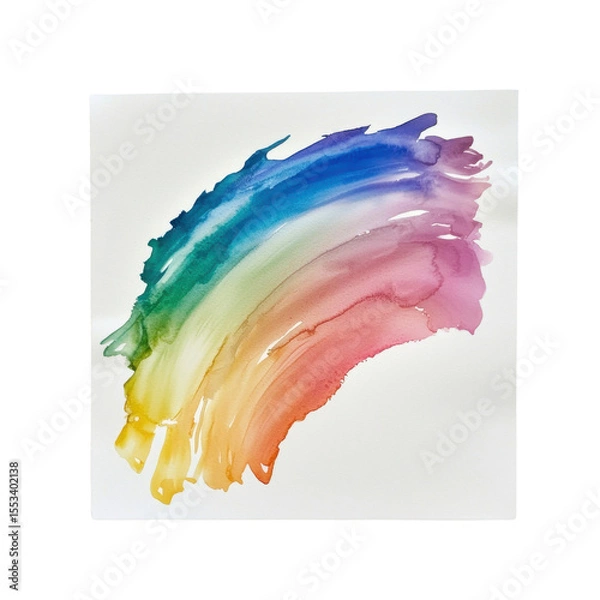 Fototapeta Colorful Watercolor Rainbow Brush Stroke on White Background for Artistic and Creative Designs transparent background