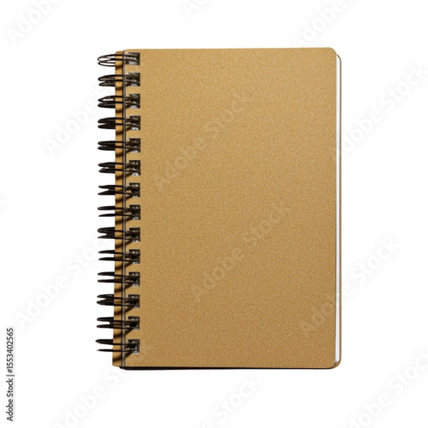 Fototapeta Gold Spiral Notebook with Blank Pages Ideal for Writing, Drawing, Note-Taking, Journaling and Creative Projects transparent background