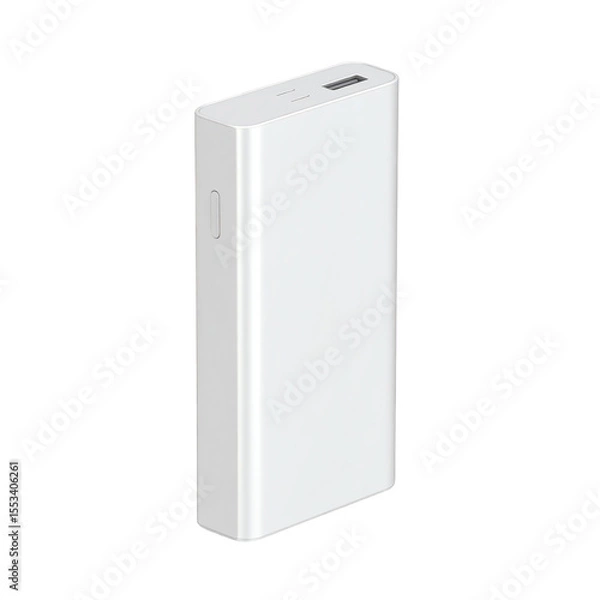 Fototapeta Sleek White Power Bank on Black Background: Portable Charging Solution