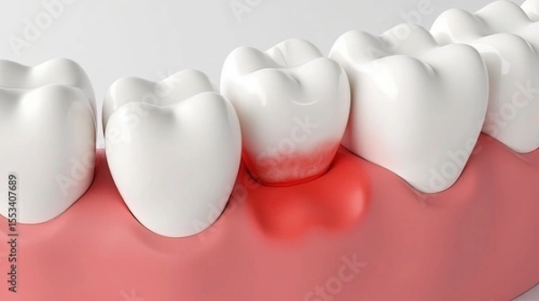 Fototapeta Gum disease and inflammation from Periodontitis. 3D render.