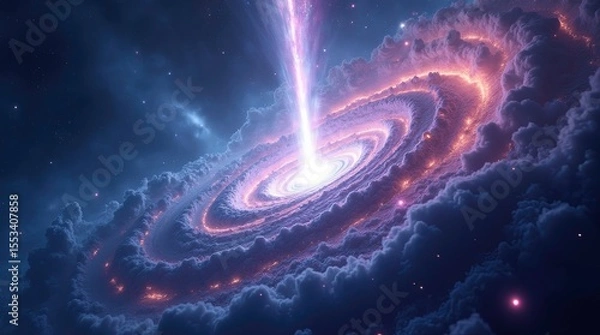 Fototapeta An scene of a vibrant nebula with a comet meteor streaking through the sky, Generative AI