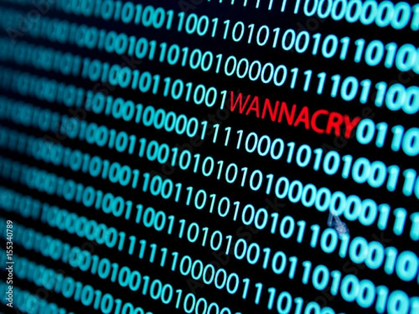 Fototapeta Binary Code Screen, Ransomware