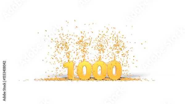 Fototapeta one thousand celebration - thank you illustration - 3D rendering - transparent background