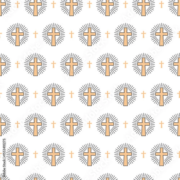 Fototapeta Divine Connection Holy Light Radiant Cross Pattern. Ideal for religious apparel, sanctuary decor, or any faith-based project, this pattern offers a serene and uplifting visual experience.
