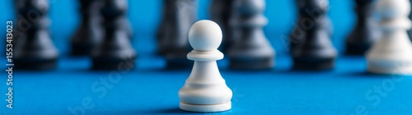 Obraz Strategic chess move indoor setting photography minimalist background close-up focus concept of determination
