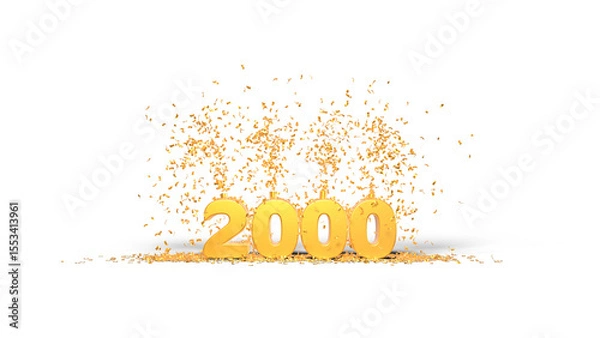 Fototapeta two thousand celebration, 2000 - thank you illustration - 3D rendering on transparent background