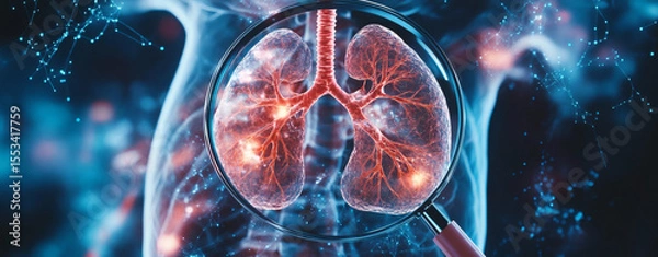 Obraz A magnified view of a lung cell with visible genetic mutations